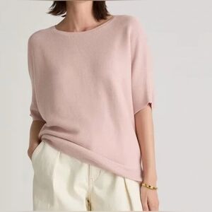NWT Quince Lightweight Cotton Cashmere Link-Stitched Dolman Sweater